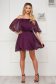 Purple dress short cut cloche off-shoulder thin fabric 3 - StarShinerS.com
