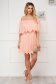 Rochie din material subtire piersica scurta in clos cu umeri goi - Artista 5 - StarShinerS.ro