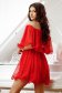 Red dress short cut cloche off-shoulder thin fabric 2 - StarShinerS.com