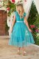 Turquoise dress midi cloche with elastic waist from tulle detachable cord 2 - StarShinerS.com