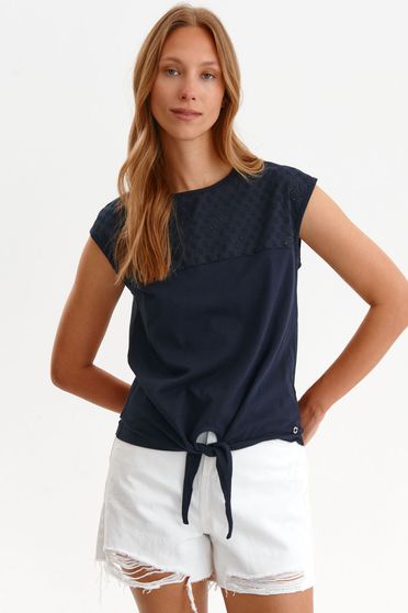 Blouses & Shirts, Darkblue women`s blouse casual loose fit cotton front embroidery - StarShinerS.com