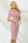 Lightpink dress midi pencil thin fabric with ruffles on the chest 1 - StarShinerS.com