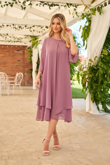 Lila dress elegant midi loose fit from veil fabric strass