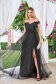Black dress long cloche from tulle with glitter details slit 1 - StarShinerS.com