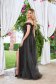 Black dress long cloche from tulle with glitter details slit 2 - StarShinerS.com