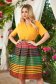Mustard dress short cut cloche elastic cloth organza with stripes 1 - StarShinerS.com