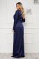 Darkblue dress long taffeta pencil slit 2 - StarShinerS.com
