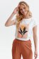 White t-shirt loose fit cotton with floral print 1 - StarShinerS.com