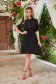 Black dress short cut cloche with elastic waist georgette accessorized with tied waistband 4 - StarShinerS.com