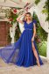 Long cloche from tulle with embellished accessories feather details blue dress 1 - StarShinerS.com