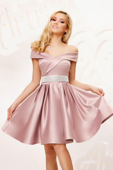 Elegant dresses, Lila dress from satin cloche occasional on the shoulders short cut - StarShinerS.com