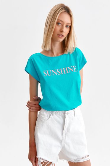 Lightblue t-shirt casual loose fit cotton with print details