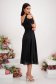 Black veil midi dress in a-line with glitter applications - StarShinerS 5 - StarShinerS.com