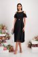 Black veil midi dress in a-line with glitter applications - StarShinerS 4 - StarShinerS.com
