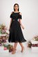 Black veil midi dress in a-line with glitter applications - StarShinerS 3 - StarShinerS.com