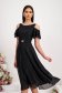 Black veil midi dress in a-line with glitter applications - StarShinerS 1 - StarShinerS.com