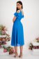 Rochie din voal turcoaz midi in clos cu aplicatii cu sclipici - StarShinerS 4 - StarShinerS.ro