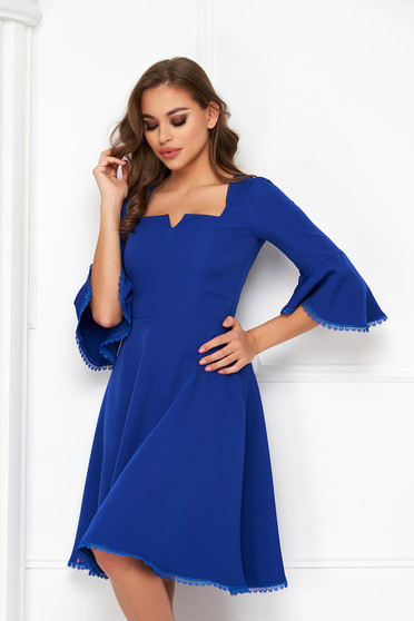 Blue dresses, Blue dress cloche elastic cloth with ruffled sleeves - StarShinerS - StarShinerS.com