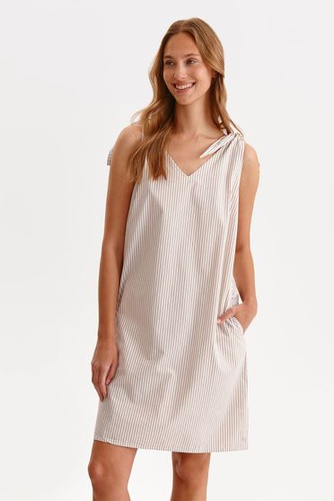 Beige dresses, Cream dress short cut loose fit with pockets - StarShinerS.com