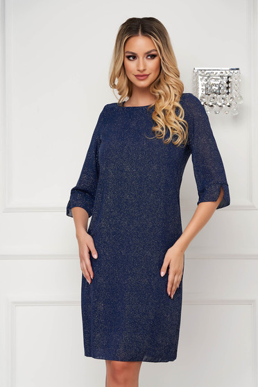 - StarShinerS darkblue dress from veil fabric short cut straight with glitter details