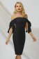 Rochie din material subtire neagra tip creion accesorizata cu fundite - PrettyGirl 1 - StarShinerS.ro