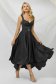 Black dress from satin with glitter details cloche asymmetrical 1 - StarShinerS.com