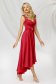 Red dress from satin with glitter details cloche asymmetrical 2 - StarShinerS.com
