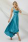 Turquoise dress from satin with glitter details cloche asymmetrical 2 - StarShinerS.com