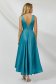 Turquoise dress from satin with glitter details cloche asymmetrical 4 - StarShinerS.com