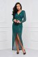 Darkgreen dress long pencil with sequins wrap over front - StarShinerS 4 - StarShinerS.com