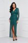 Darkgreen dress long pencil with sequins wrap over front - StarShinerS 2 - StarShinerS.com