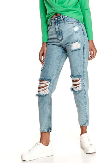 High waisted jeans, Lightblue jeans high waisted ripped - StarShinerS.com