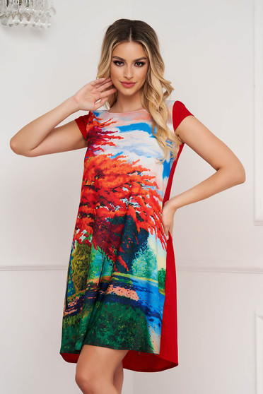 Thin material dresses, - StarShinerS dress with floral print gerogette with granulation loose fit - StarShinerS.com