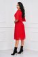 Pleated red voile midi dress in skater style, accessorized with embroidered belt made in our own workshops - StarShinerS 2 - StarShinerS.com