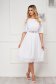 - StarShinerS ivory embroidered dress from veil fabric pleated accessorized with tied waistband cloche midi 5 - StarShinerS.com