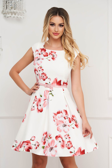 Dress elastic cloth short cut cloche with floral print
