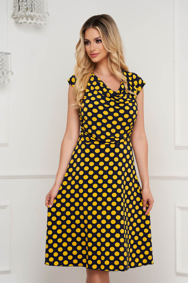 Yellow dresses, Dress midi cloche lycra short sleeves - StarShinerS.com