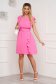 Rochie din georgette roz scurta in clos cu elastic in talie si accesoriu tip curea - SunShine 4 - StarShinerS.ro