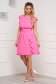 Rochie din georgette roz scurta in clos cu elastic in talie si accesoriu tip curea - SunShine 3 - StarShinerS.ro
