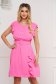 Rochie din georgette roz scurta in clos cu elastic in talie si accesoriu tip curea - SunShine 1 - StarShinerS.ro