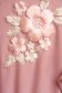 Rochie din material elastic roz prafuit midi in clos cu volanase la maneca si broderie florala unica - StarShinerS 5 - StarShinerS.ro