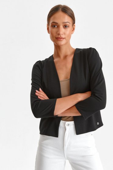Casual blazers, Black jacket straight top wrinkled sleeves thin fabric - StarShinerS.com