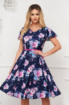 Dress midi cloche georgette with floral print