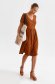 Brown dress midi cloche shirt dress thin fabric 4 - StarShinerS.com