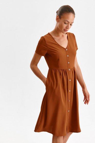 Brown dresses, Brown dress midi cloche shirt dress thin fabric - StarShinerS.com