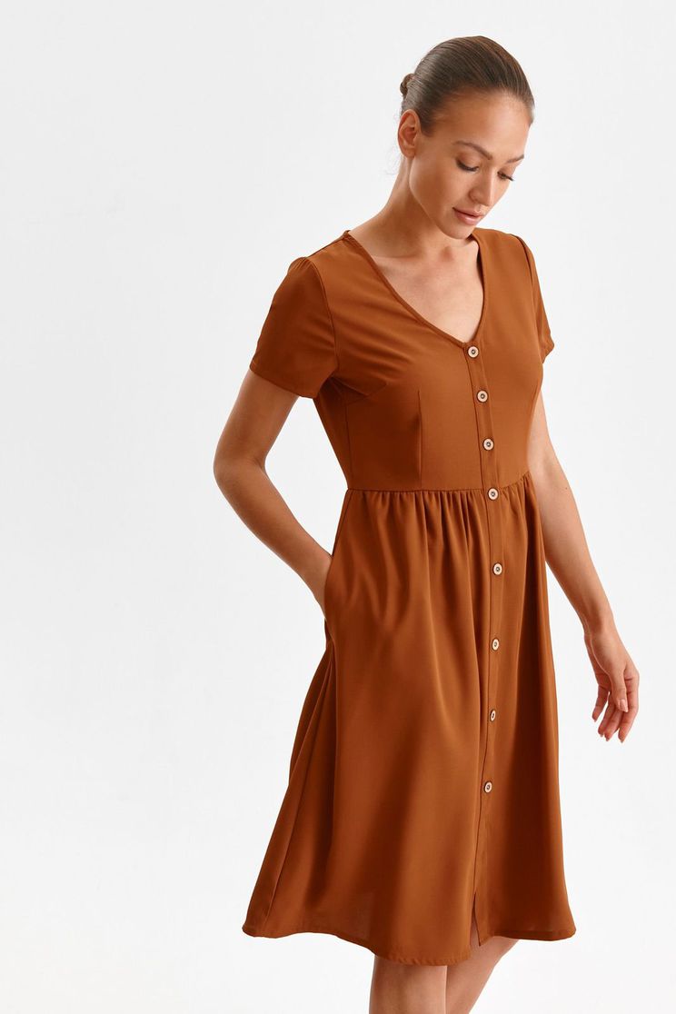 Thin material dresses, Brown dress midi cloche shirt dress thin fabric - StarShinerS.com