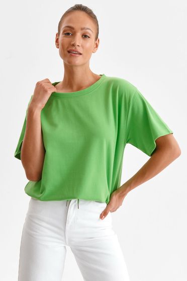 Green women`s blouse loose fit with laced details