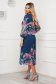 Rochie plisata din voal albastru petrol midi in clos cu imprimeu floral 3 - StarShinerS.ro