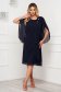 Darkblue dress from veil fabric midi loose fit accessorized with breastpin 3 - StarShinerS.com