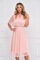 Peach dress from veil fabric with glitter details midi cloche with pearls 1 - StarShinerS.com